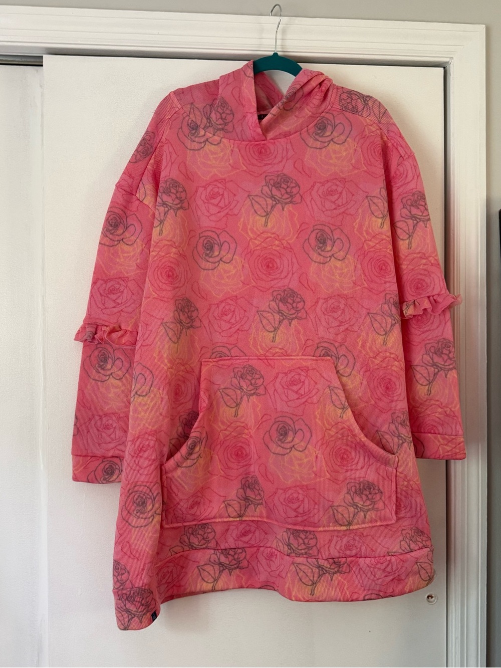 Lug Pink Floral Print Tunic Hoodie